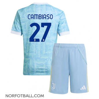 Billige Fotballdrakt Juventus Andrea Cambiaso #27 Replika Bortedraktsett Barn 2025-26 Kortermet (med bukser)